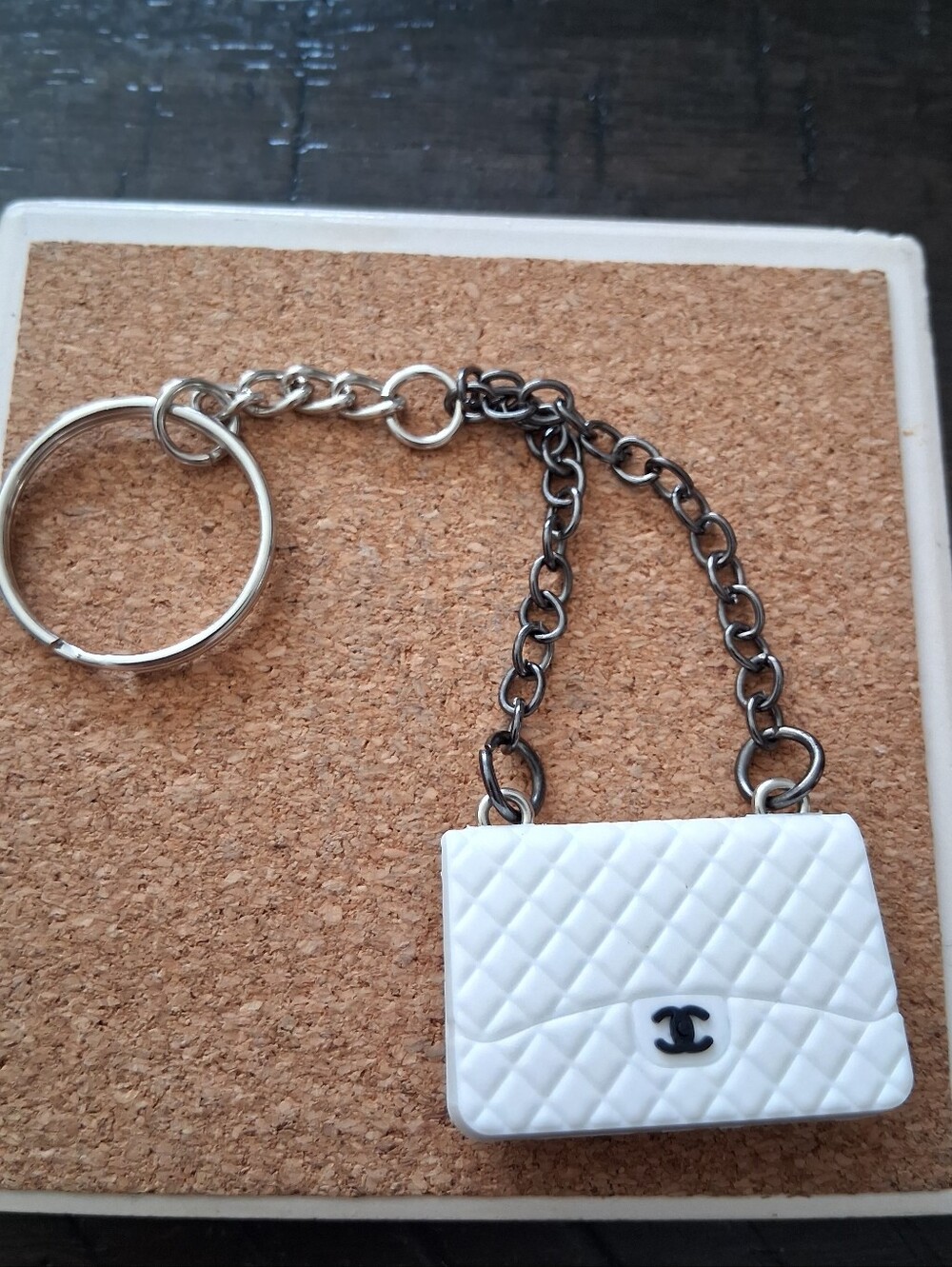 White Mini Fashion Bag Keychain